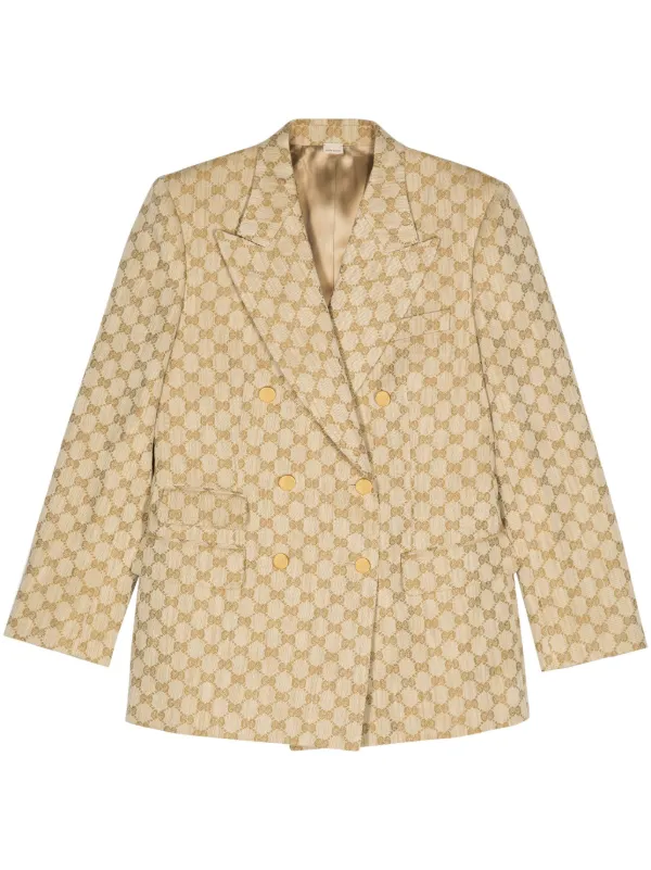 Gucci GG Damier jacquard Blazer Neutrals FARFETCH AE