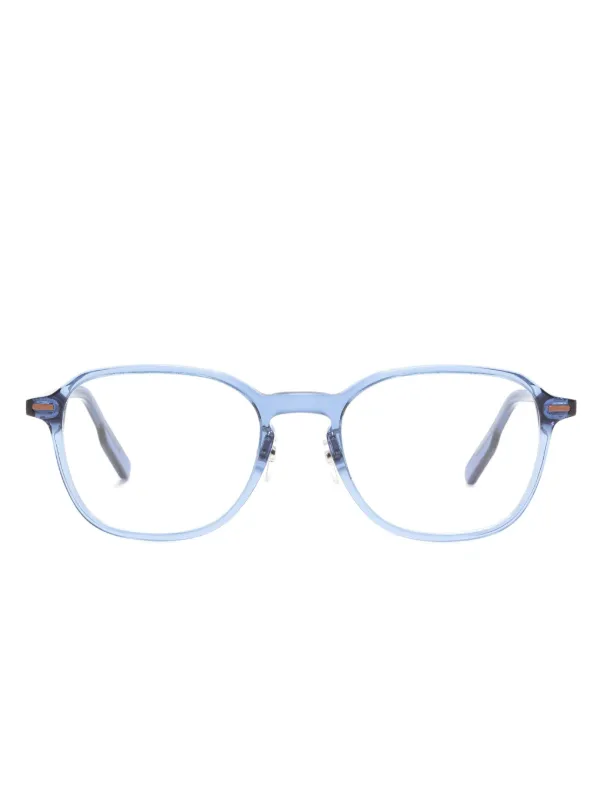 Zegna Lunettes De Vue à Monture Carrée Transparente Bleu