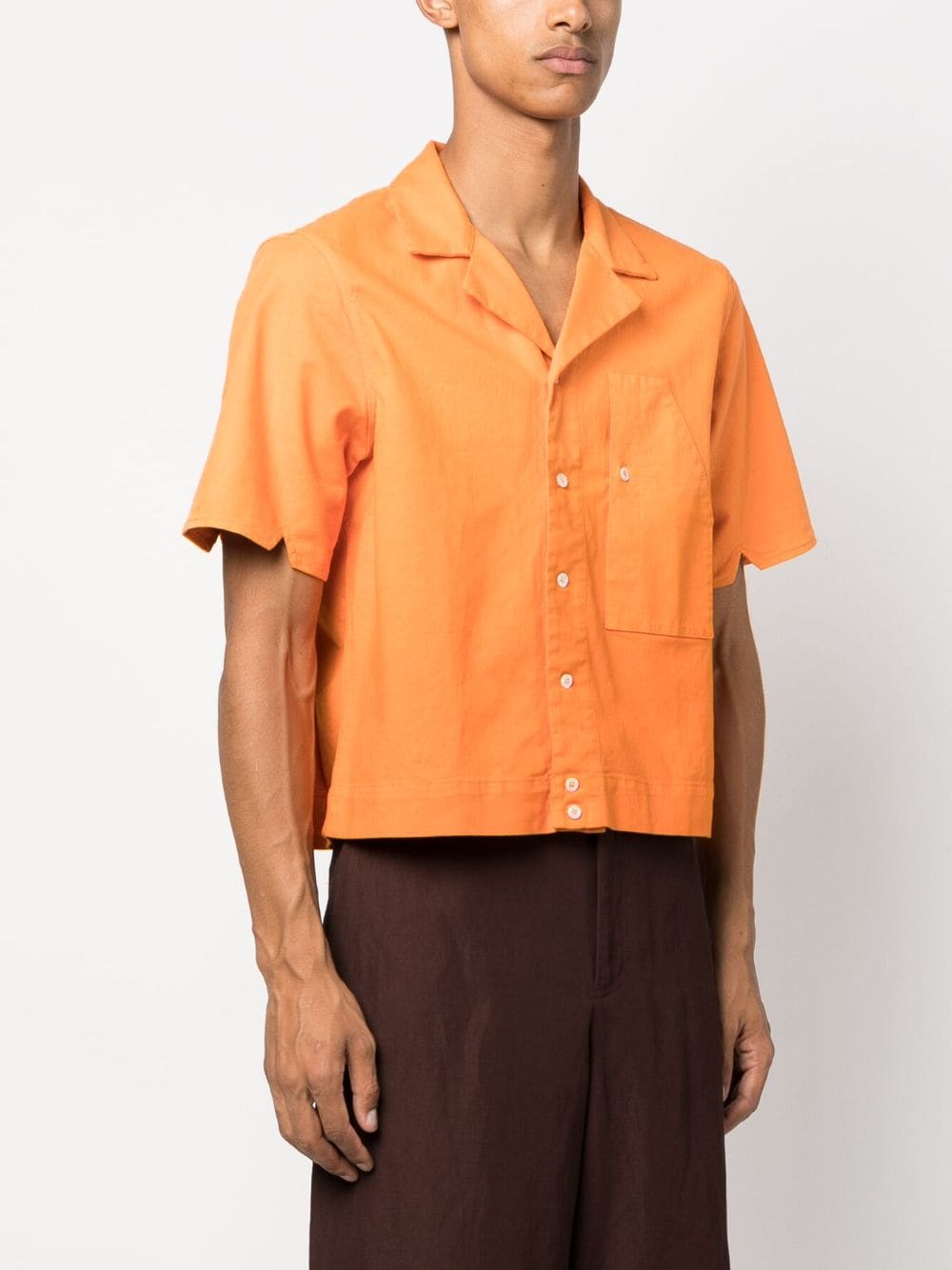 Shop Winnie Ny Cropped Cotton-blend Shirt In Orange