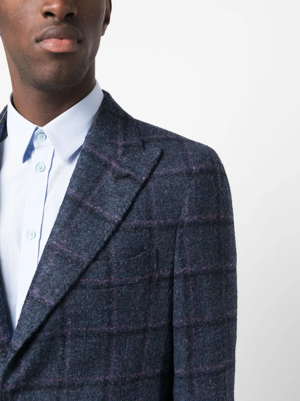 Shop Gabo Napoli Check-pattern Single-breasted Blazer In Blue