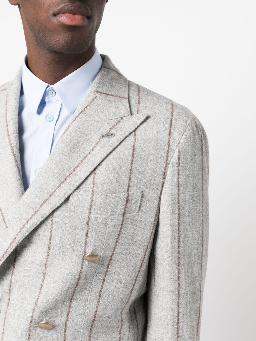 Shop Gabo Napoli Striped Wool-blend Blazer In Grey