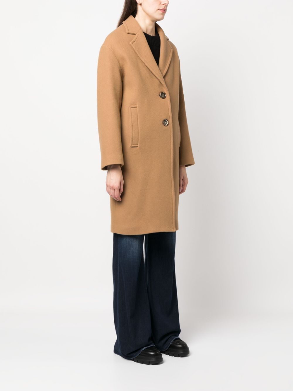 Shop Pinko Notched-lapel Single-breasted Coat In Braun