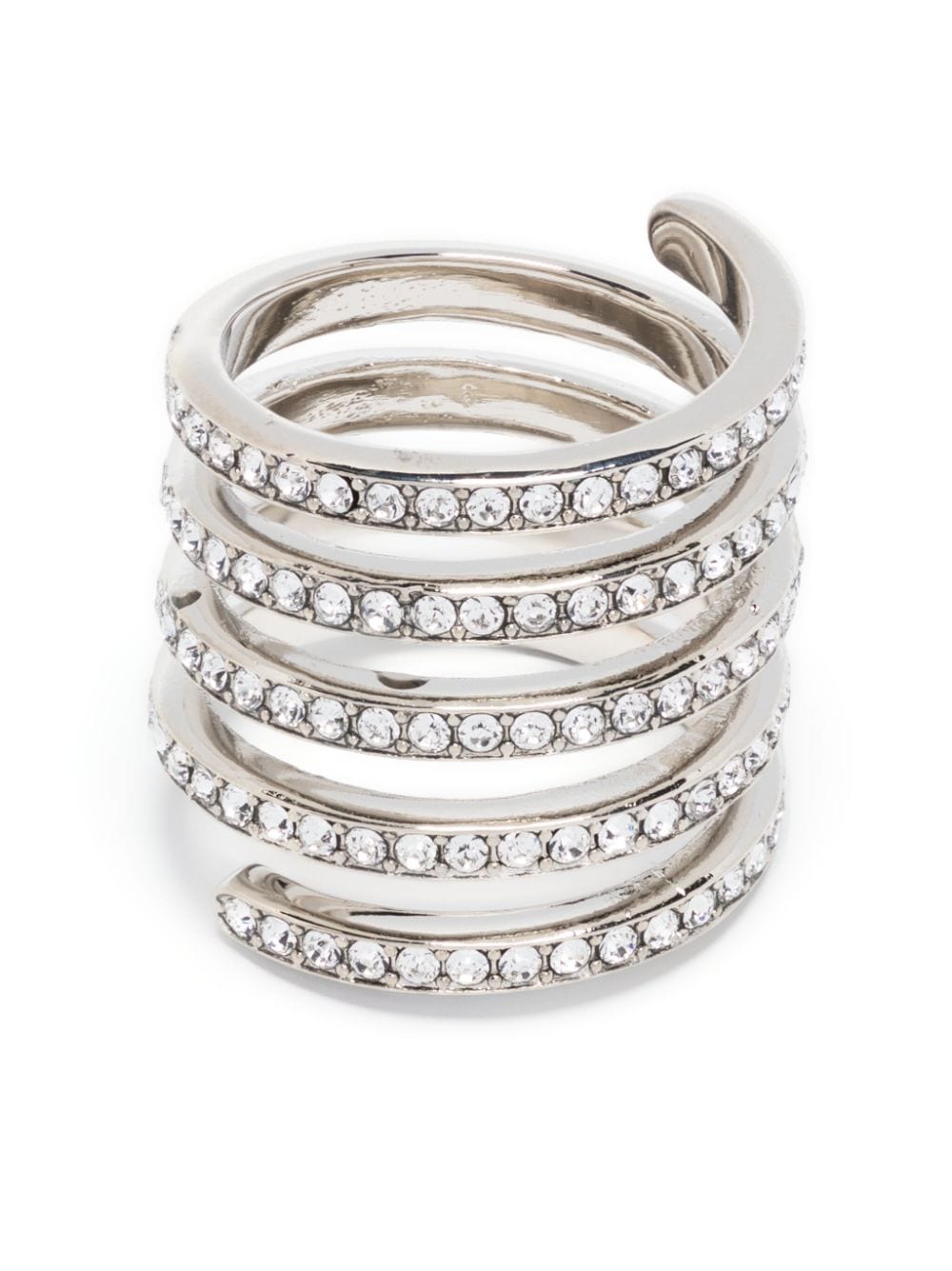Shop Amina Muaddi Crystal-embellished Ring In Silber