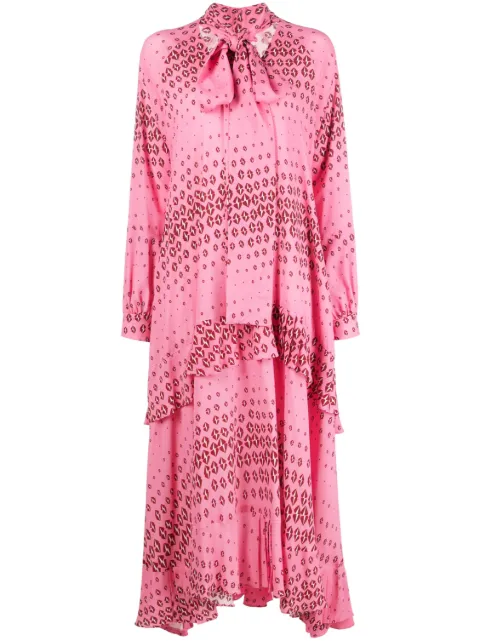 Odeeh graphic-print layered midi dress