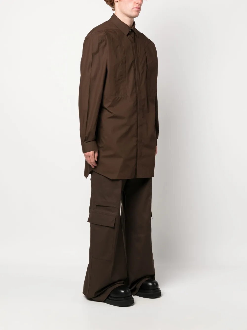  Rick Owens Spread-collar Oversize Shirt - Brown 