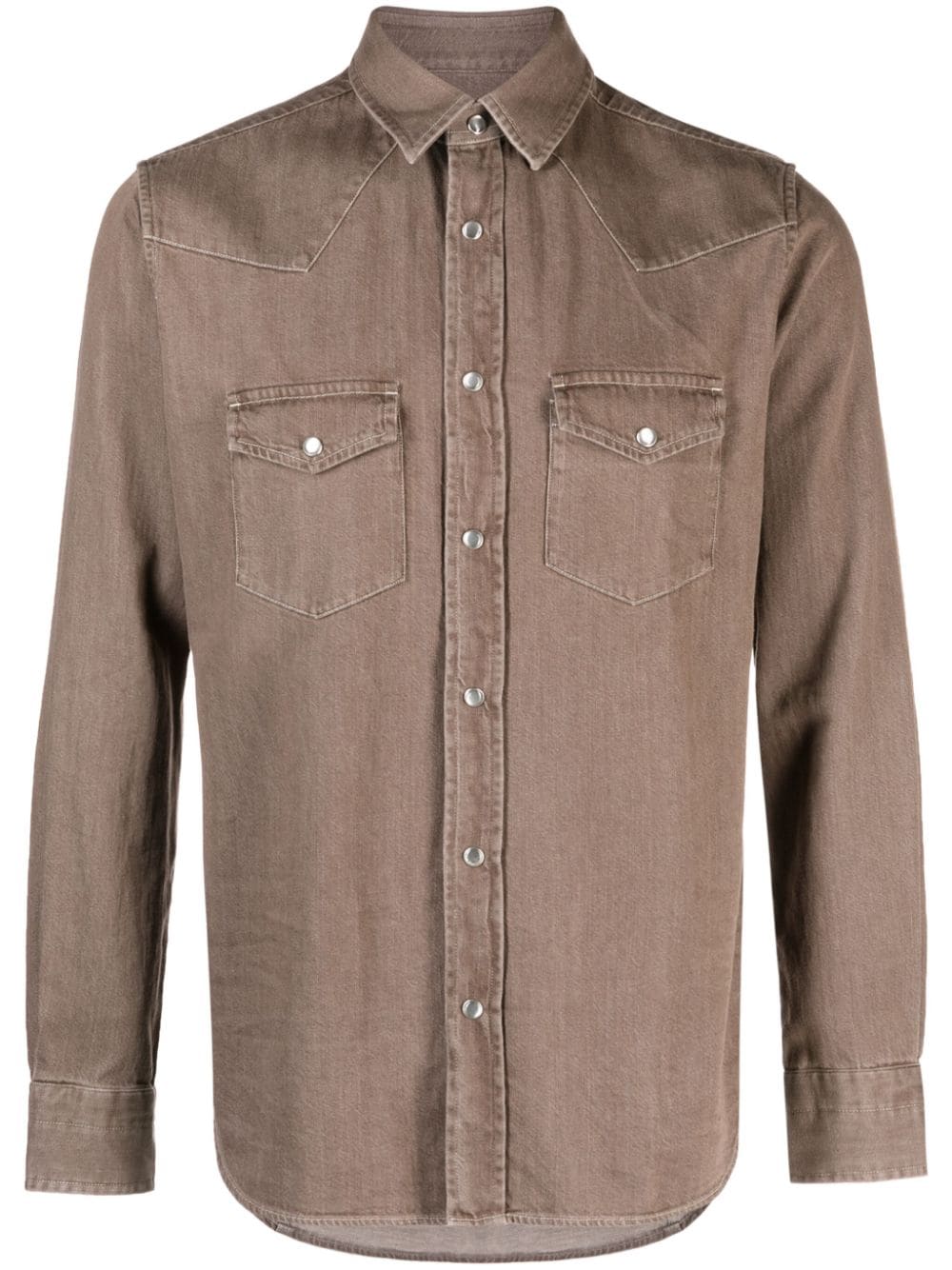 Tom Ford Long-sleeve Denim Shirt In Brown