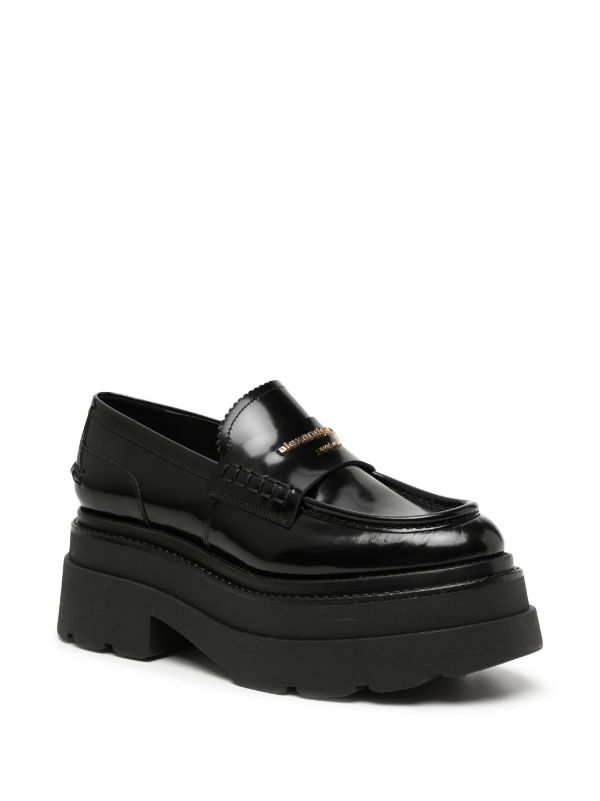 Black platform hot sale loafers women's