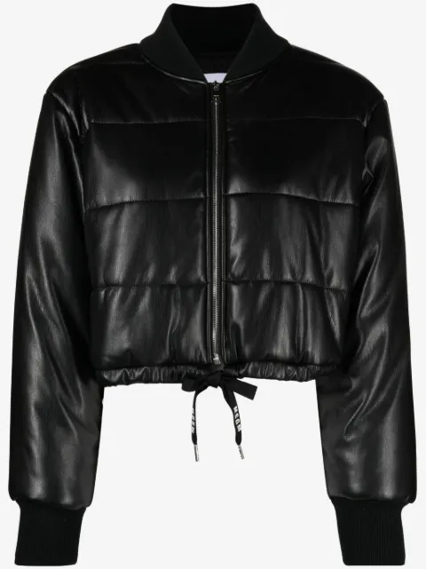 MSGM padded cropped faux-leather jacket