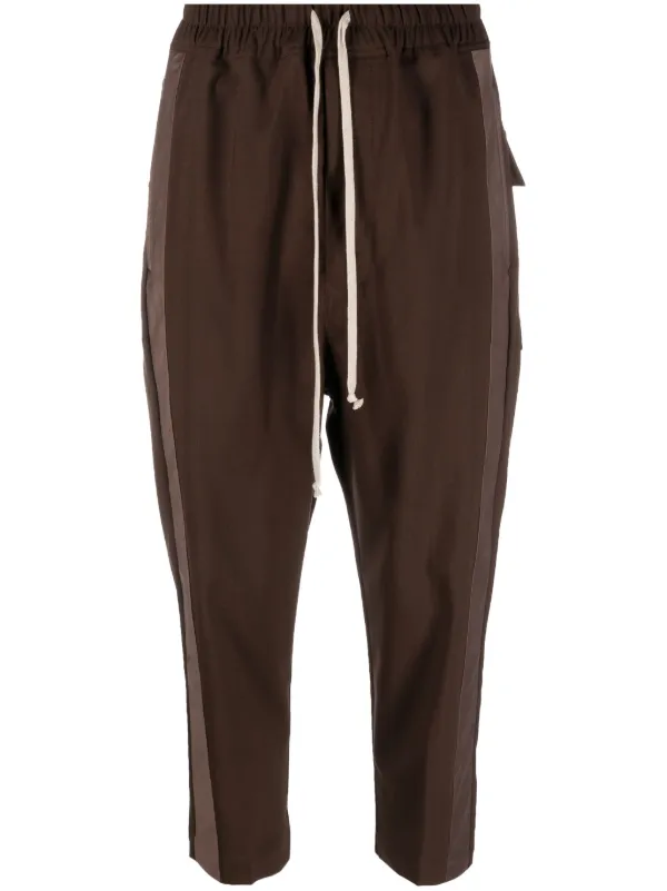 Rick Owens Side-stripe Cropped Trousers in Brown