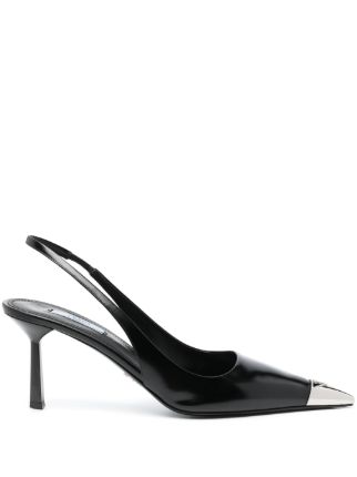 Prada Pre-Owned metal-toecap Slingback Pumps - Farfetch