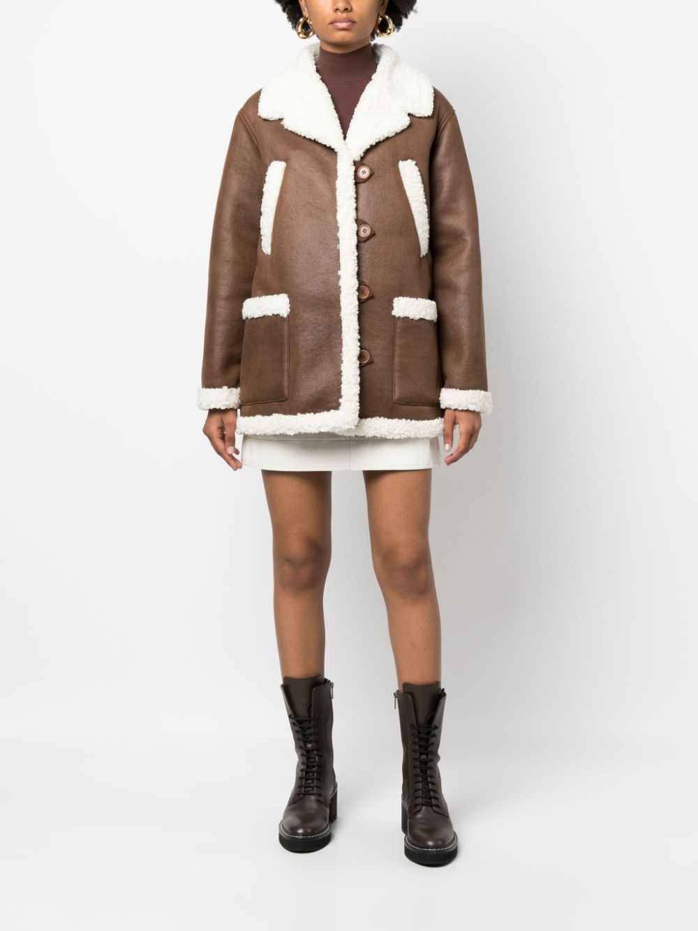 A.P.C. faux-shearling panelled coat - Bruin