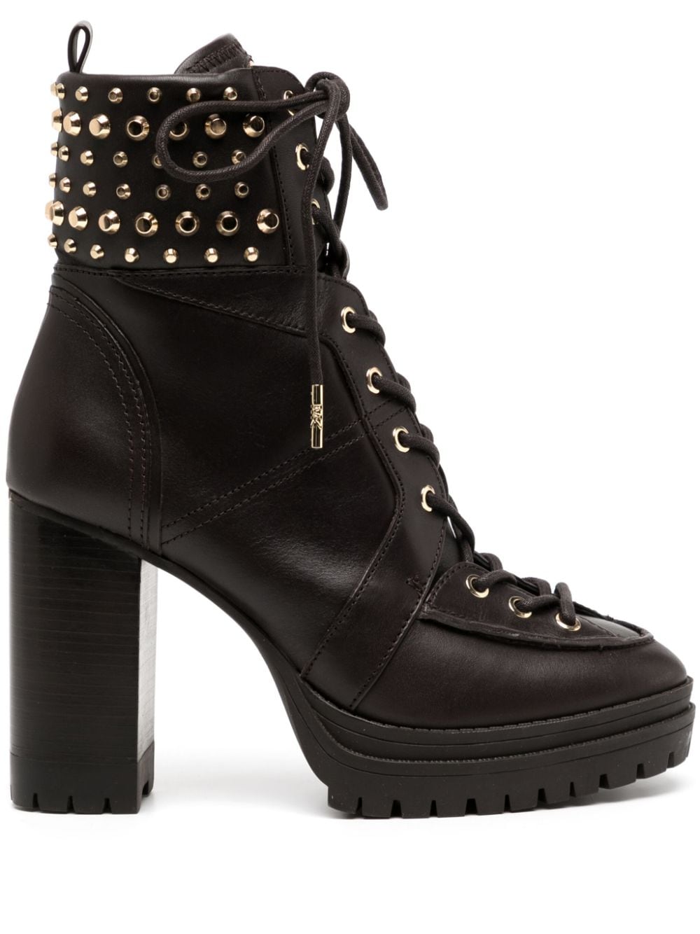 Michael Kors Women's Yvonne Studded Lace Up Platform Booties In Chocolate