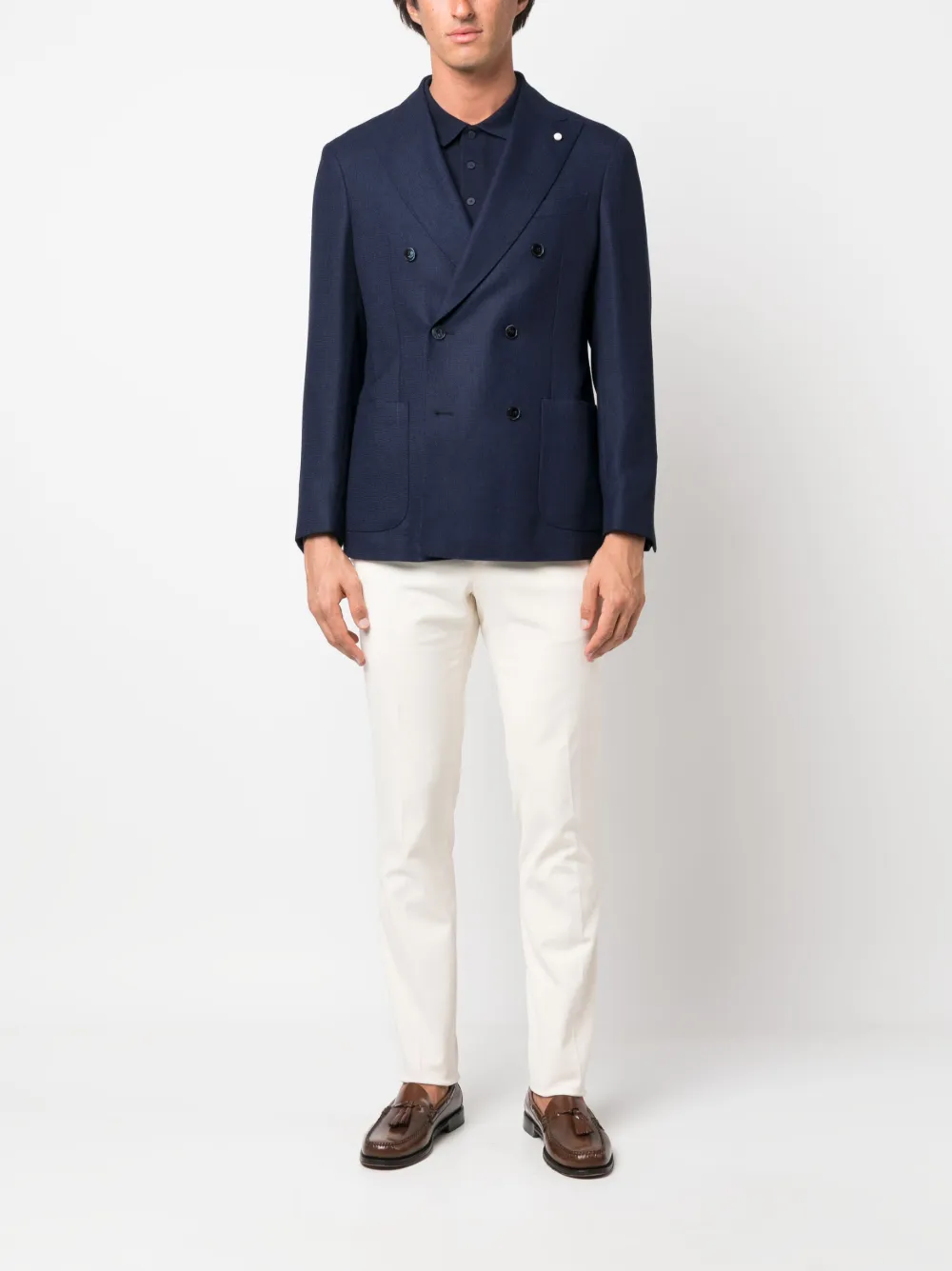 LUIGI BIANCHI MANTOVA Slim-fit broek - Beige