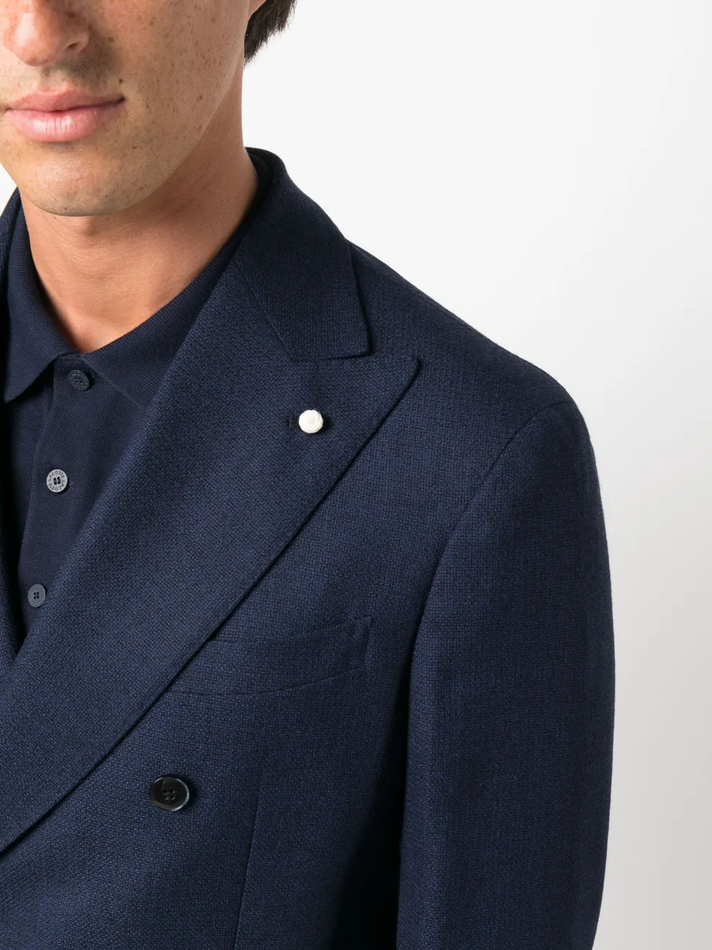 Cheap Versace double-breasted virgin wool blazer Men