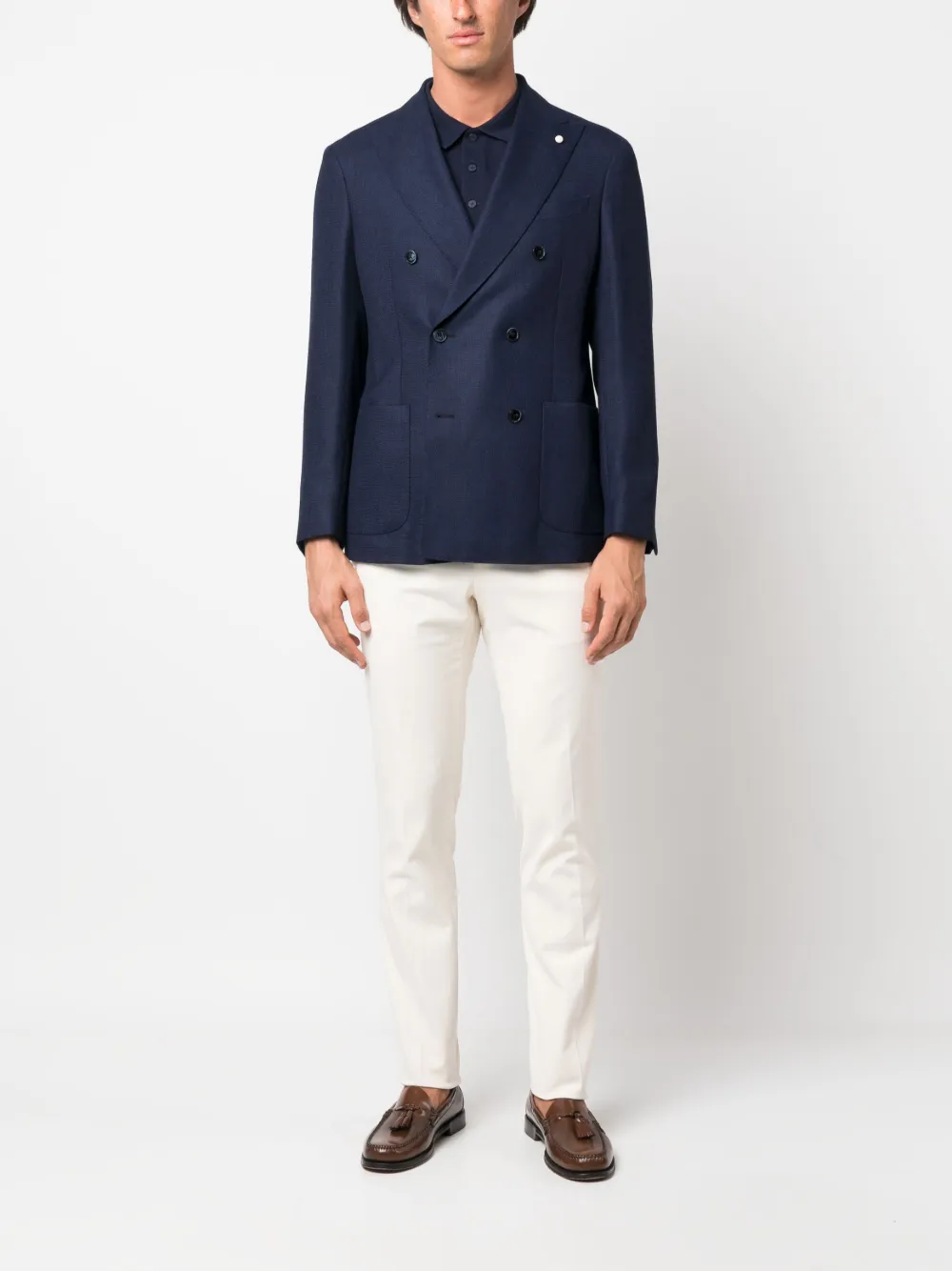 Cheap Versace double-breasted virgin wool blazer Men
