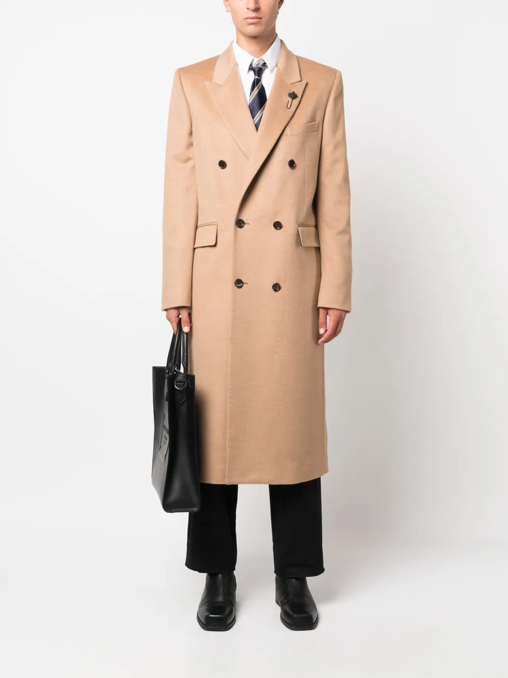 Lardini peak-lapels double-breasted coat - Beige