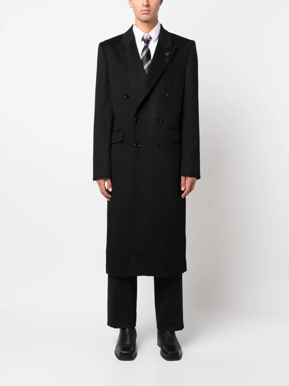 Lardini peak-lapels double-breasted coat - Zwart
