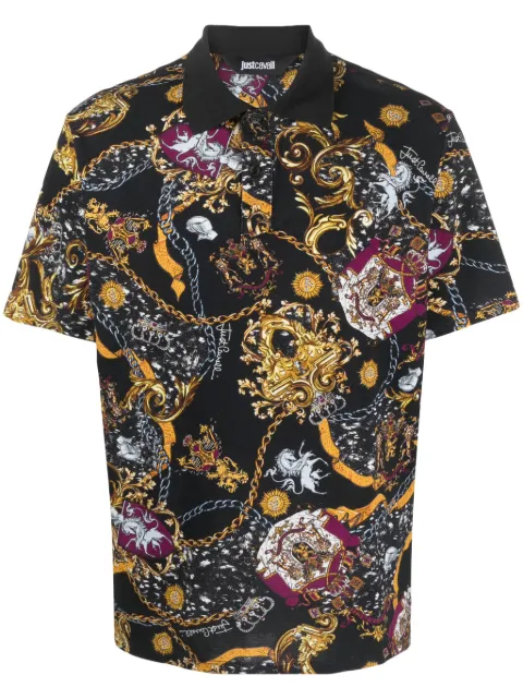 Just Cavalli قميص بولو قطن بطبعة الباروك 
