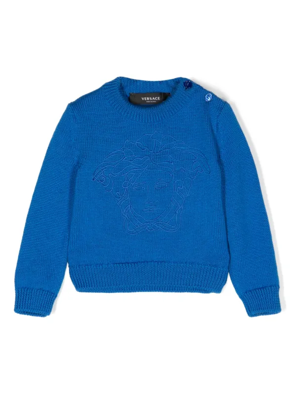 Versace Kids Medusa Head motif embroidered Jumper Blue FARFETCH AE