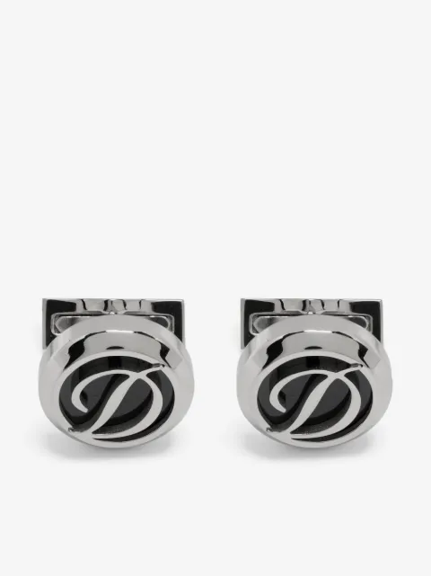 S.T. Dupont logo-engraved lacquered cufflinks