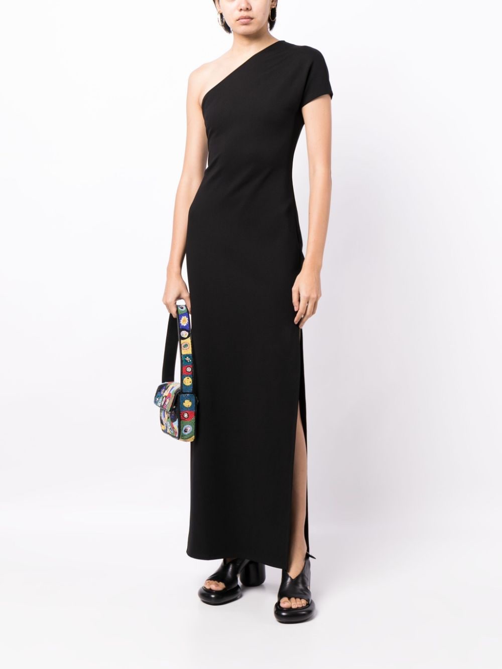 Shop Staud One-shoulder Maxi Dress In Black