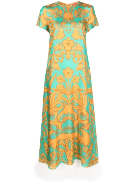La DoubleJ Swing floral-print trimmed dress
