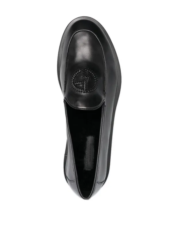 【関税込み】Giorgio Armani ブラック レザー ローファー Giorgio Armani レザーローファー | ブラック | FARFETCH JP
