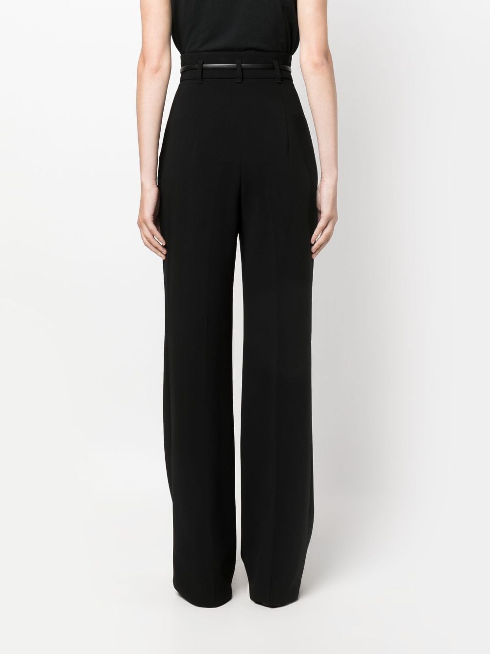 Shop Max Mara High-waisted Belted Trousers In Black