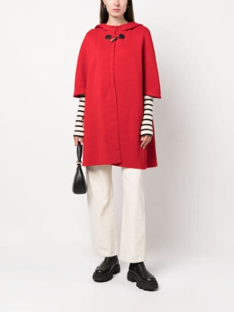 toggle-fastening short-sleeve wool coat