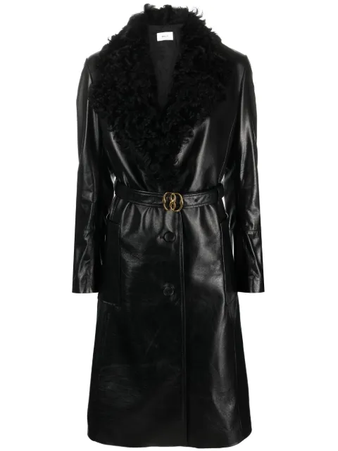 Bally shearling-collar leather trench-coat