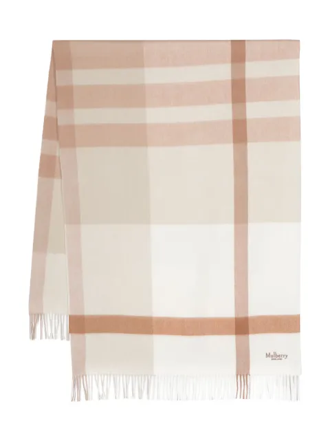 Mulberry logo-embroidered check-print scarf