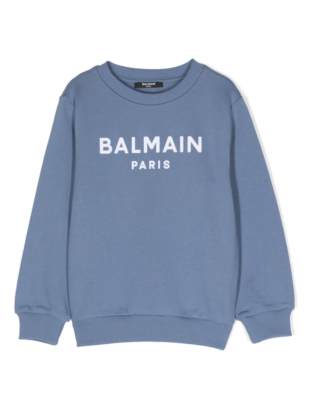 Balmain Kids logo-print cotton sweatshirt | Blue | Image 1