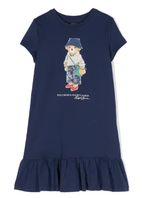 Ralph Lauren Kids Polo Bear motif Cotton Dress Farfetch