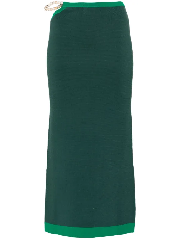 SIR. Salvador Knitted Midi Skirt Green FARFETCH BH
