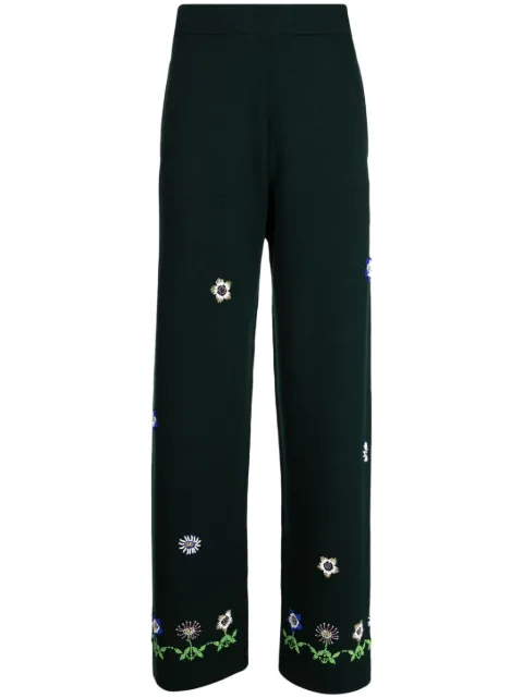 BODE floral-embroidered wool trousers