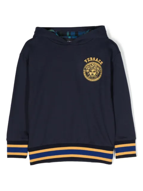 Versace Kids Tartan Medusa cotton hoodie