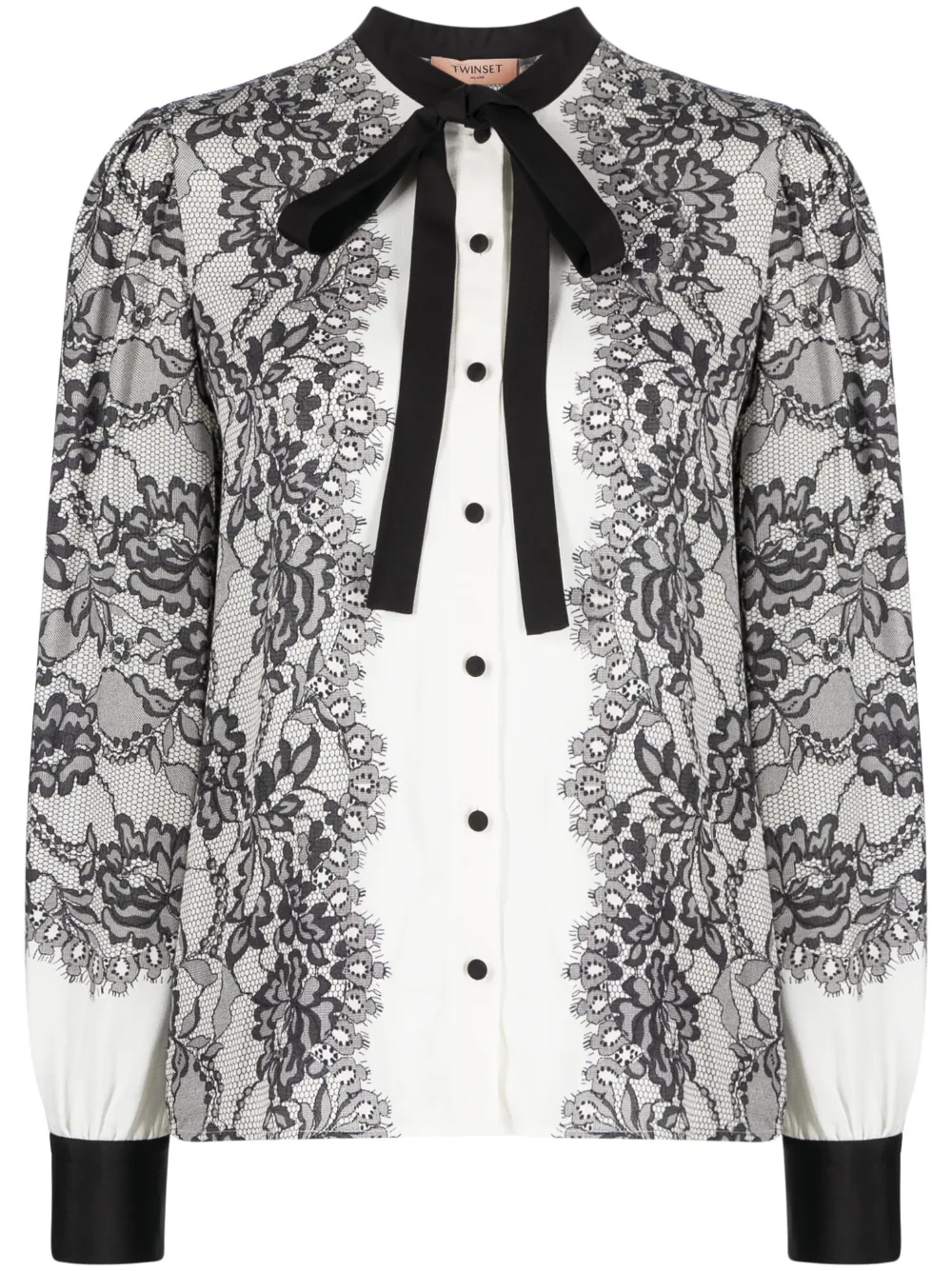 TWINSET camisa con botones y detalles de encaje | neutro | Image 1