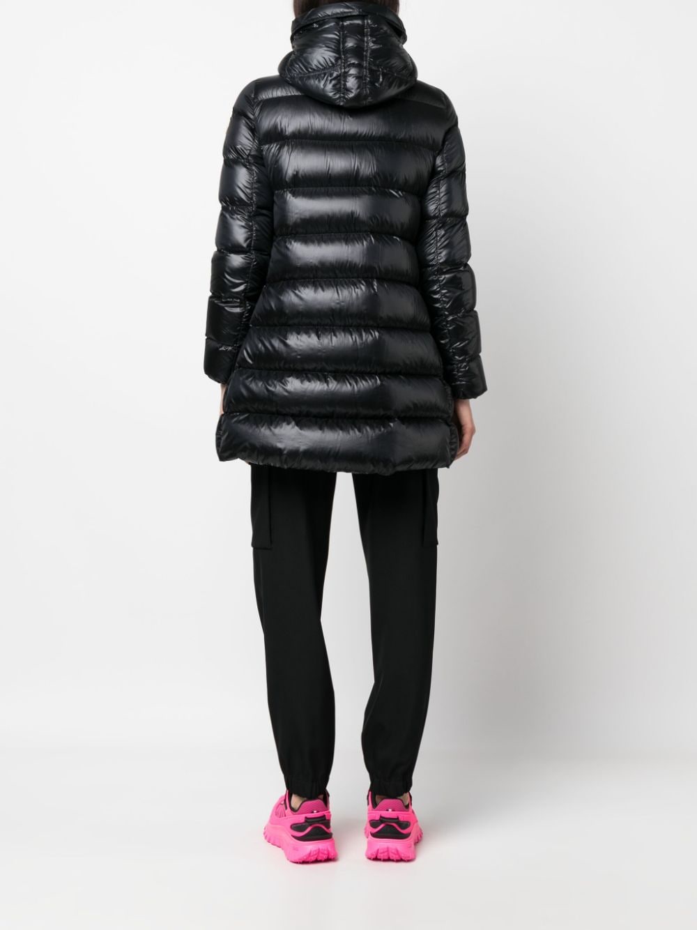 Shop Moncler Suyen Quilted Hooded Coat In Black