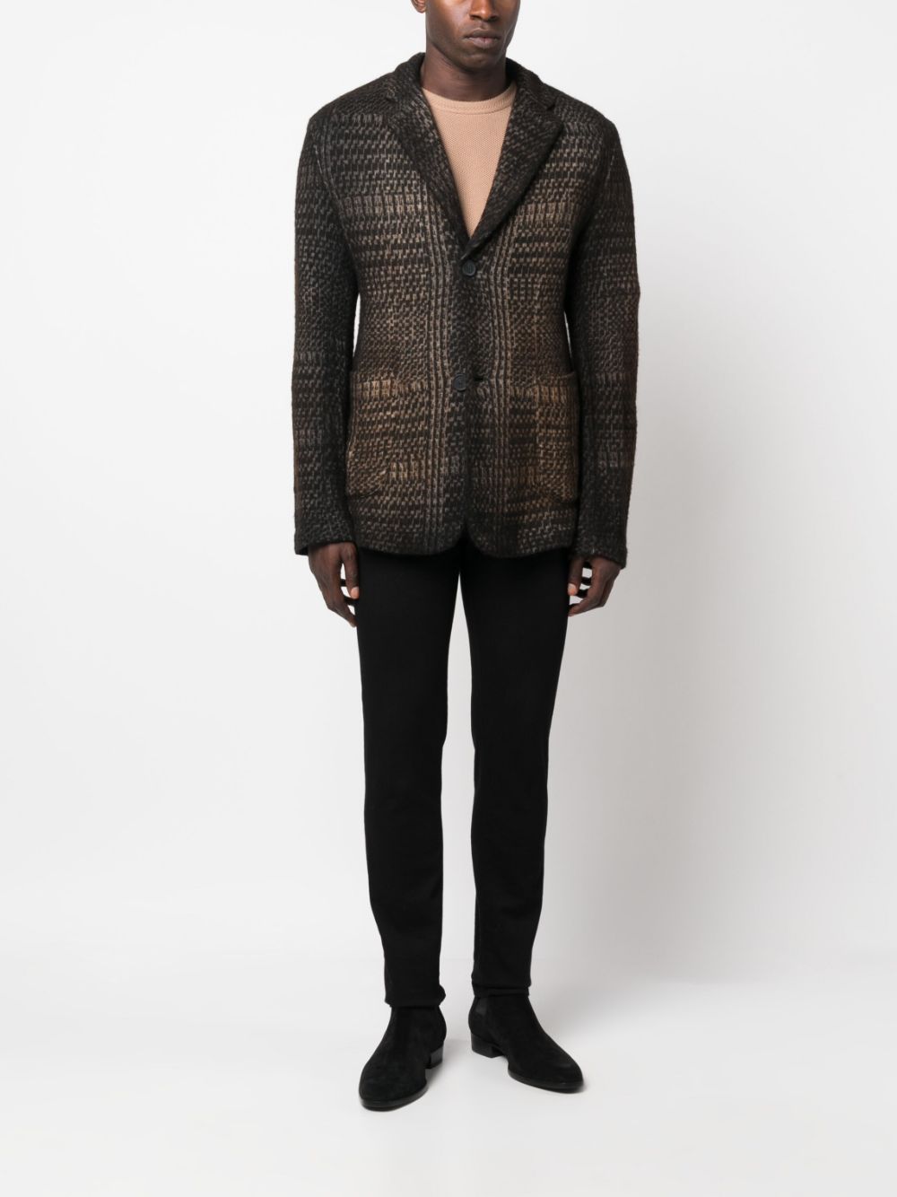 Shop Avant Toi Houndstooth Wool-cashmere Jacket In 黑色