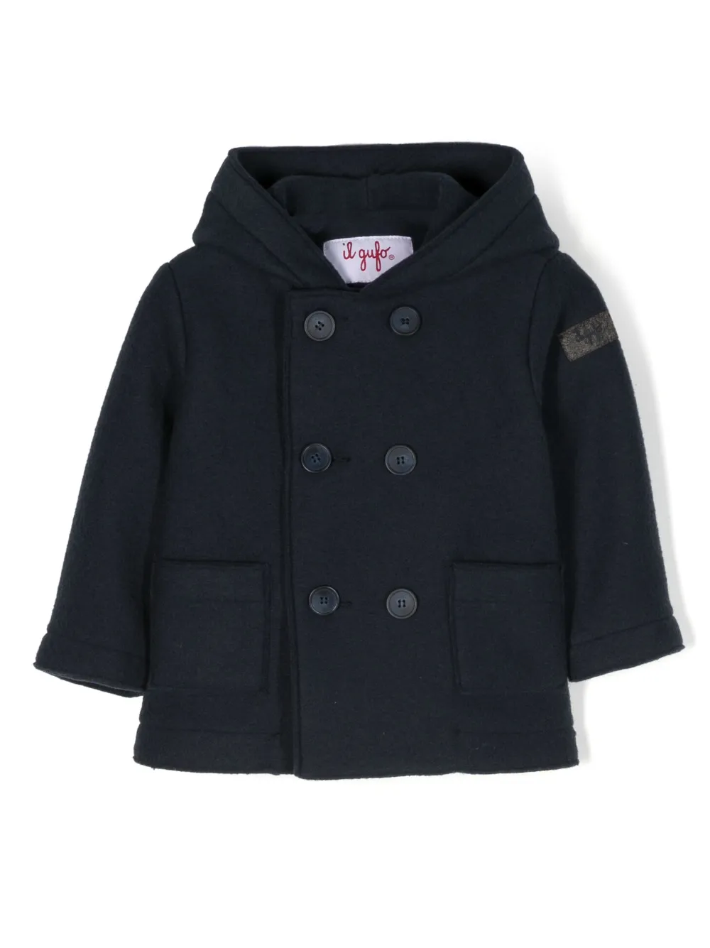 Il Gufo Double-breasted Hooded Coat In Blue