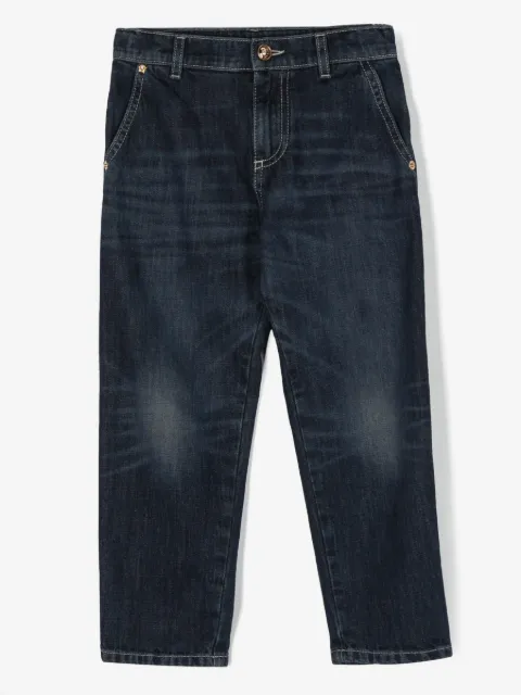 Versace Kids logo-embroidered straight-leg jeans