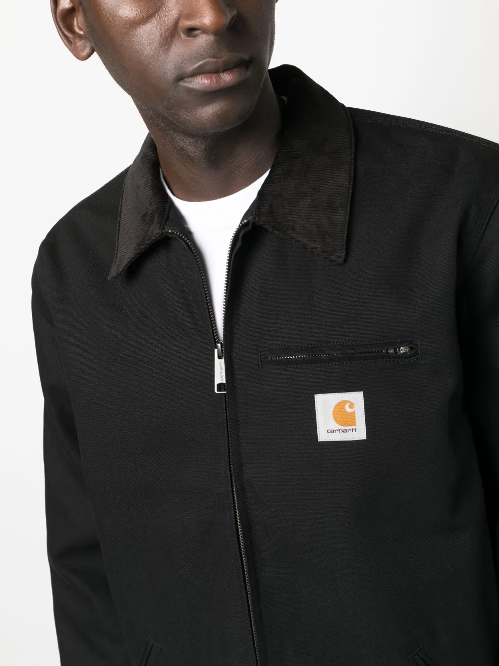 Carhartt Detroit Cotton Jacket Corduroy Collar In Black