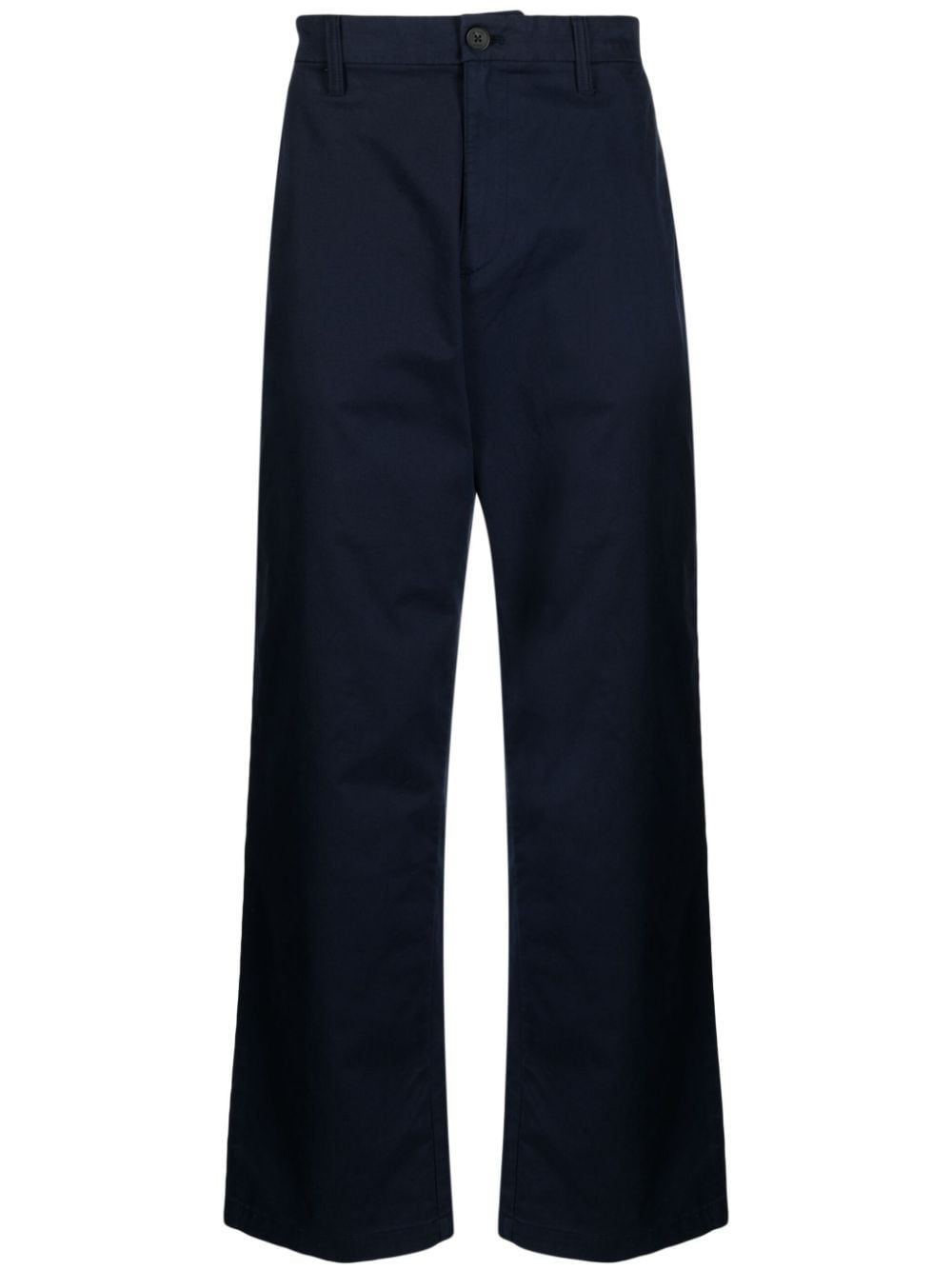 Michael Kors Mid-rise Cotton-blend Wide-leg Trousers In Blue