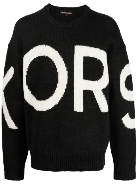 Michael Kors suéter tejido con cuello redondo y logo en intarsia