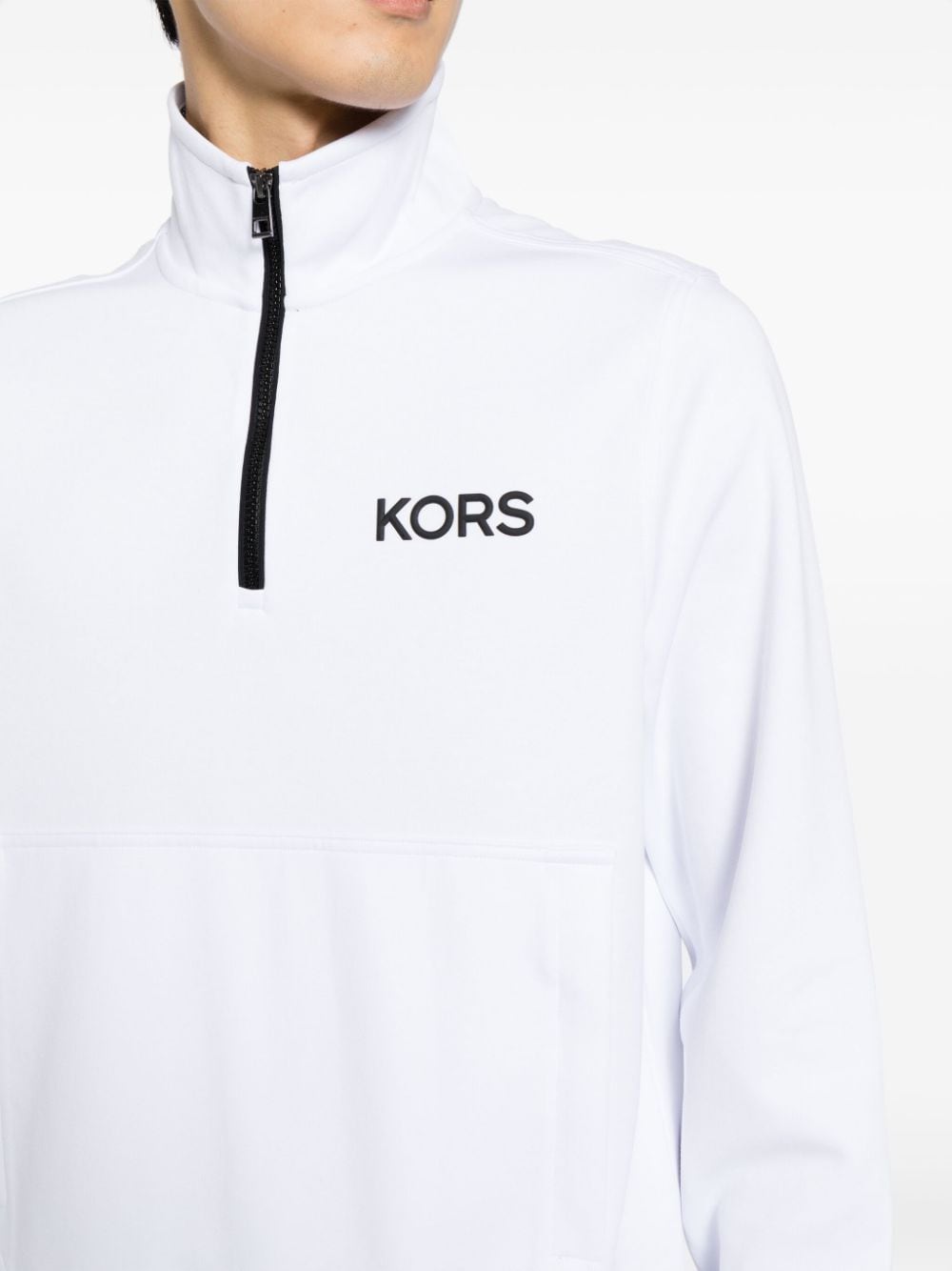 Shop Michael Kors Gold Performance Zipped Sweatshirt In White