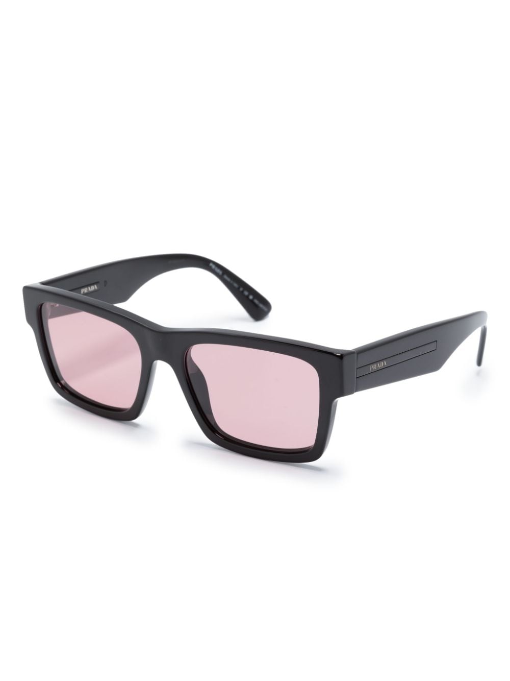 Shop Prada Rectangle-frame Sunglasses In Black