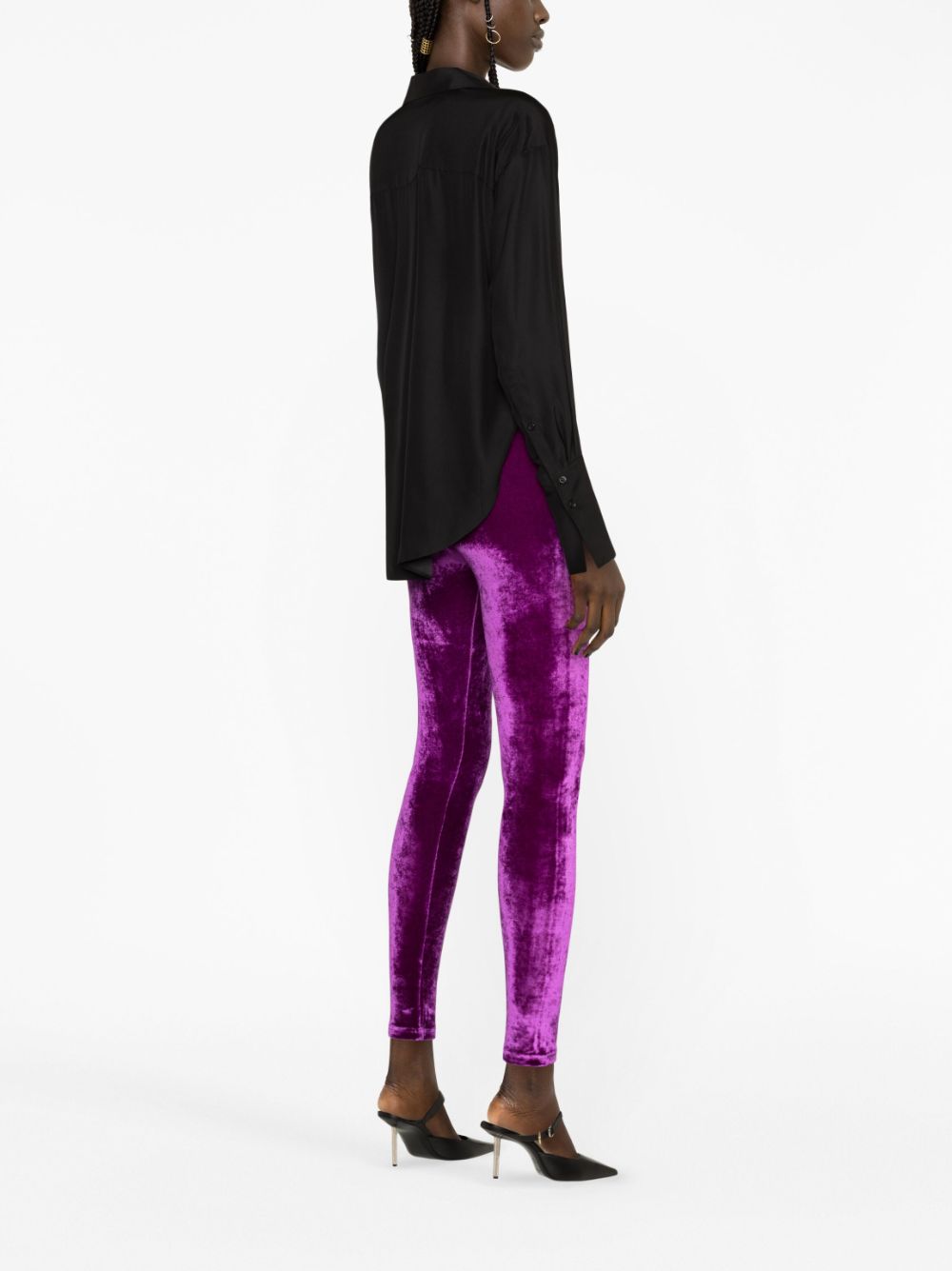 Shop Tom Ford Logo-waistband Velvet Leggings In Purple