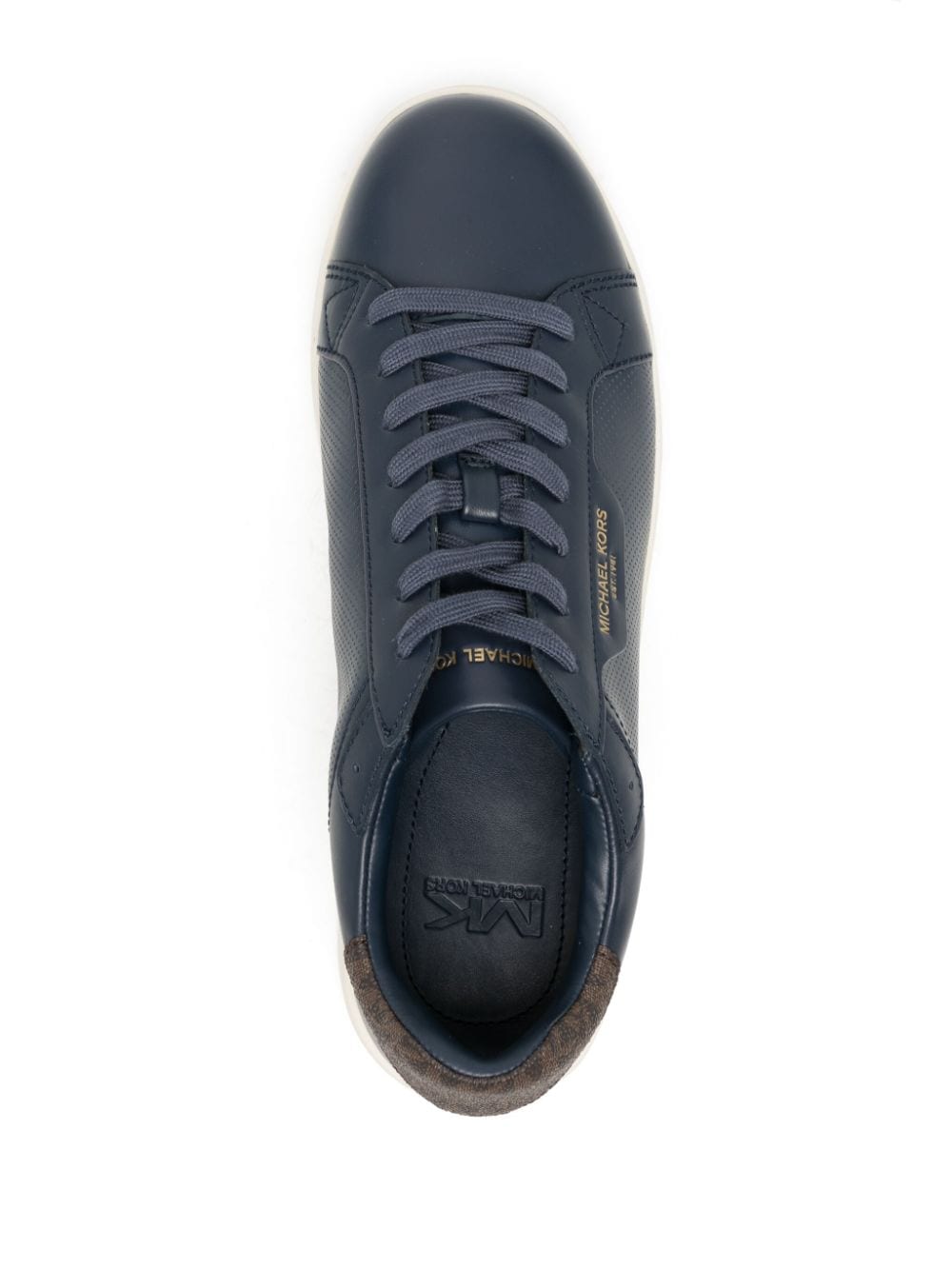 Shop Michael Kors Keating Leather Sneakers In Blue