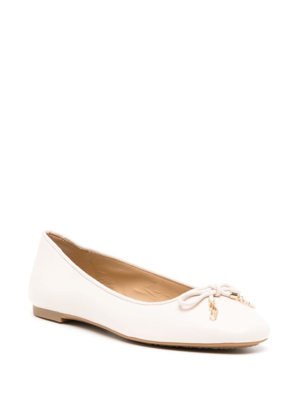 Michael Kors Nori bow-detail leather ballerina shoes - Beige