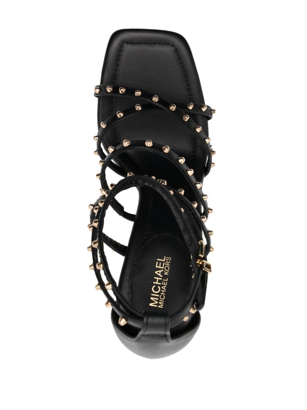 Shop Michael Kors Imani 100mm Stud-detail Sandals In Black